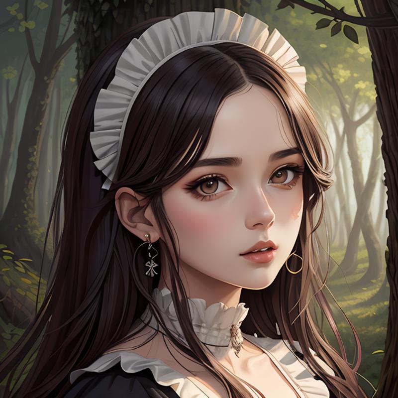 09842-2821978047-A beautiful maid in a magical forest, sexy gaze, beautiful face, very detailed face, fantasy art, in the style of JOHN STEPHENS,.png